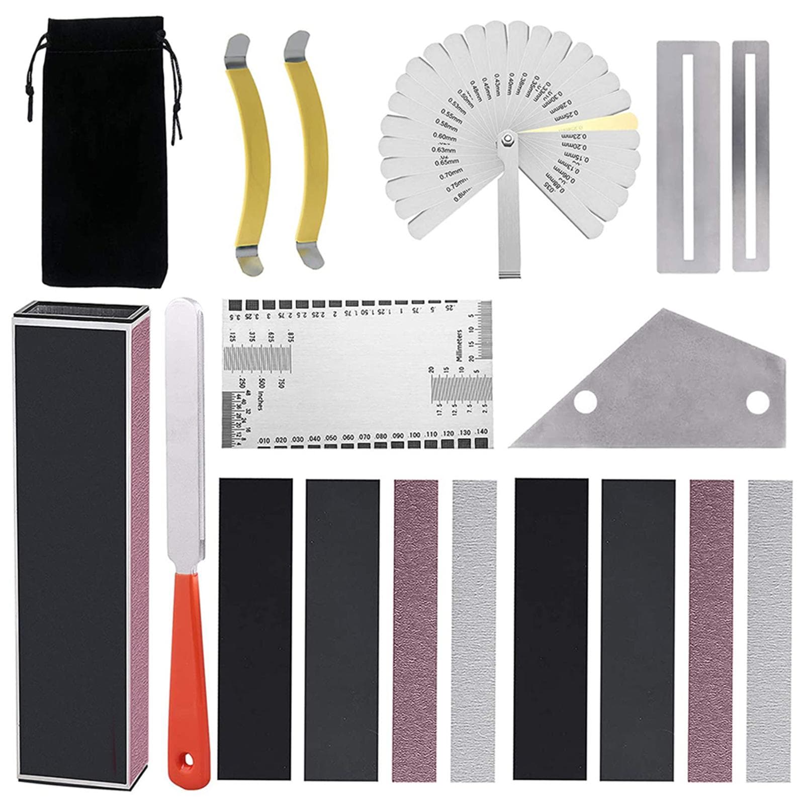 18 PCS Guitar Leveling Bar Repair Kit Leveling Bar Polished Kits for Acoustic Guitar Electric multicolour