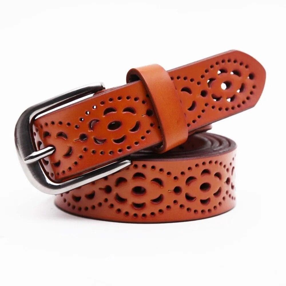 New Women Fashion Wide Genuine Leather Belt Woman Without Drilling Luxury Jeans Belts Female Top Quality Straps Ceinture Femme orange
