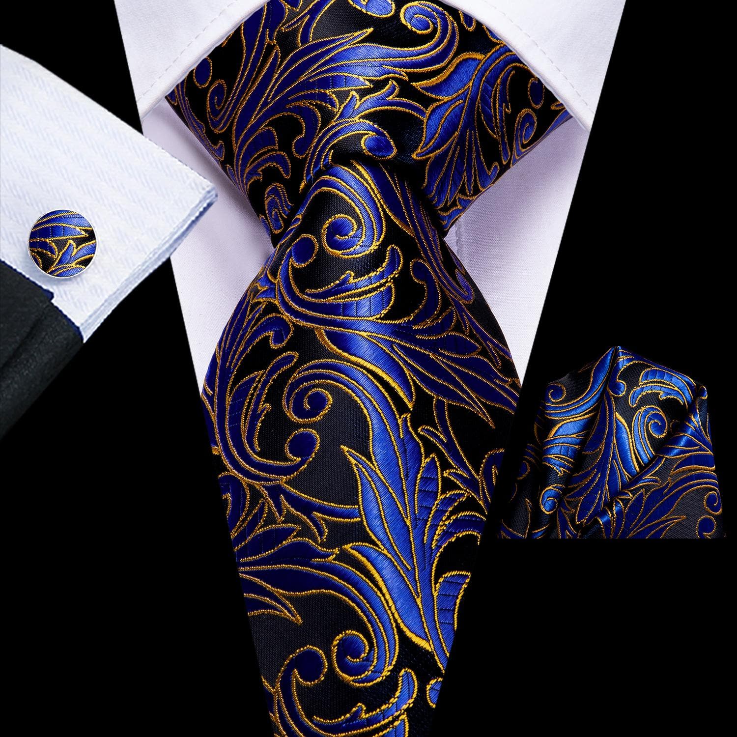 Hi-Tie New Fashion Mens Tie Business Necktie Hanky Cufflinks Tie Set N-3347
