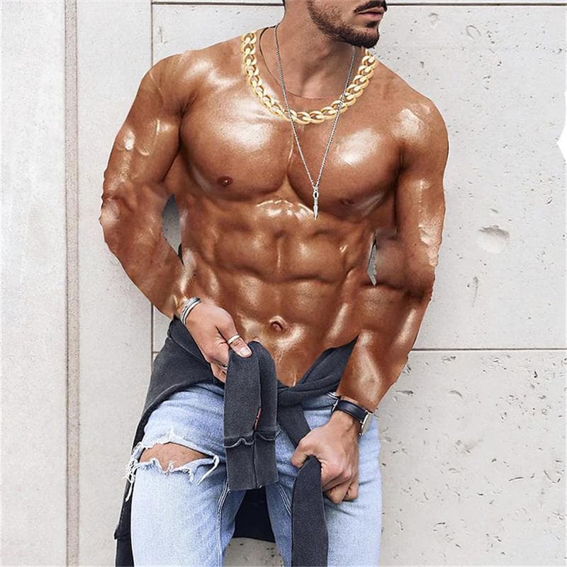 Muscle Tattoo Mens Compression T-shirts Long Sleeve Wolf Dragon Sportswear Rashguard Fitness Gym Tops Tees Streetwear Tshirt 2XL