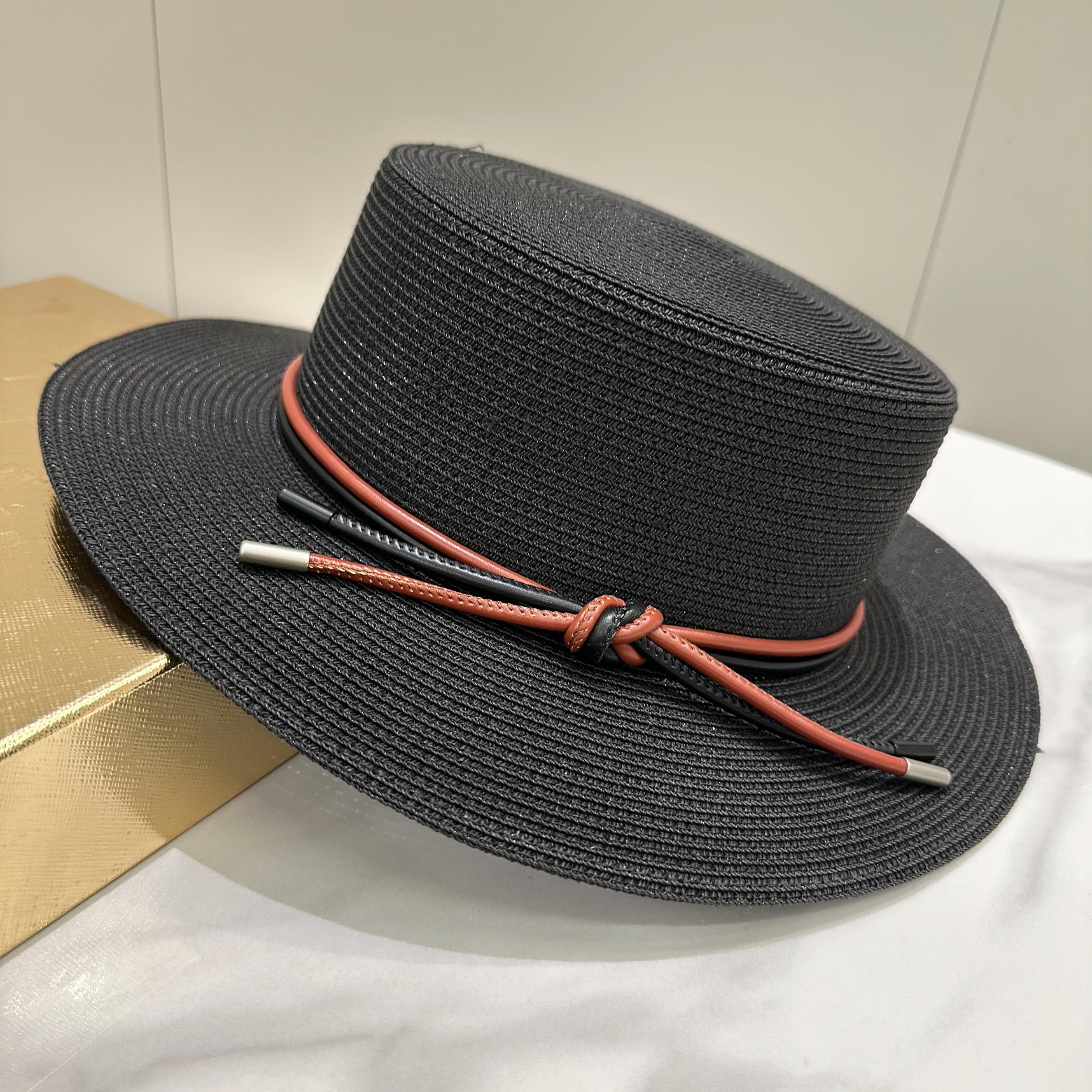 2025 Simple Straw Summer Women Beach Hat Female Casual Panama Hat Lady Brand Women Flat Brim Bowknot Straw Cap Girls Sun Hat Adult black