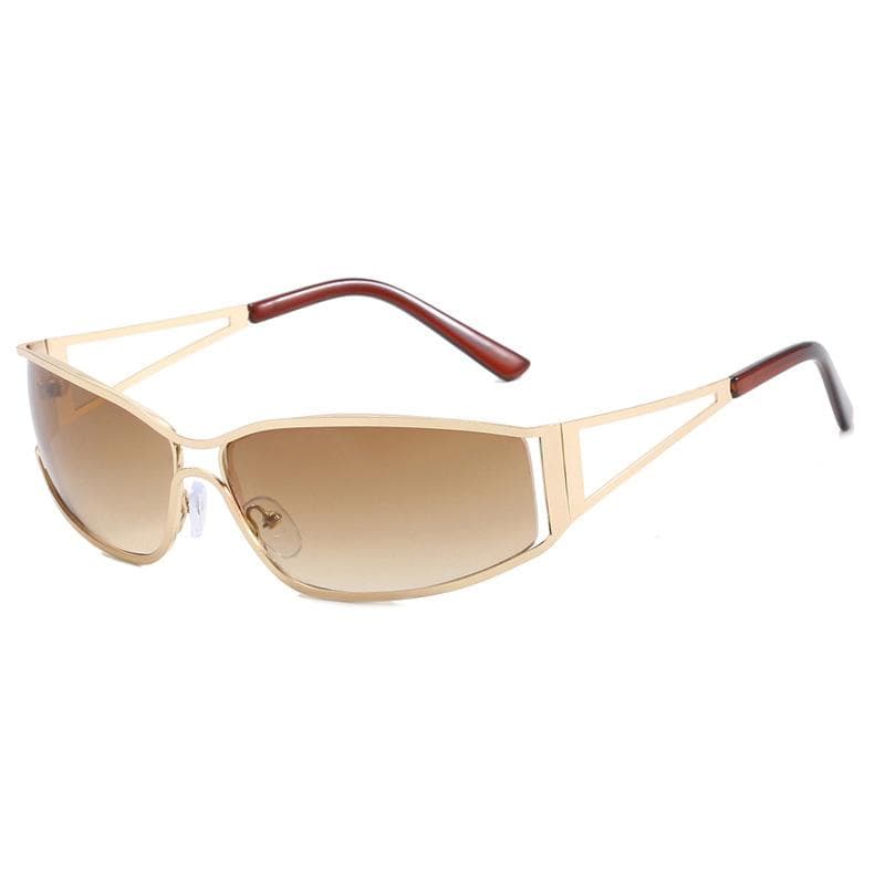 Y2K Silver Sunglasses Hollowed Out Design Future Tech Style Women Men Trendy Fashion Accessories