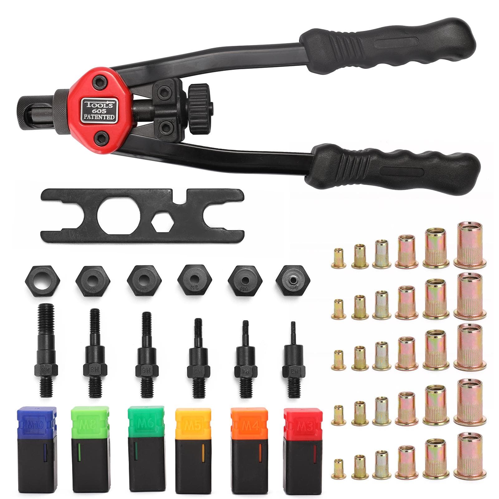 Labor-saving Hand Riveter BT-605 Manual Rivet Machine Riveting Tools with Nut Dies M3-M10 black