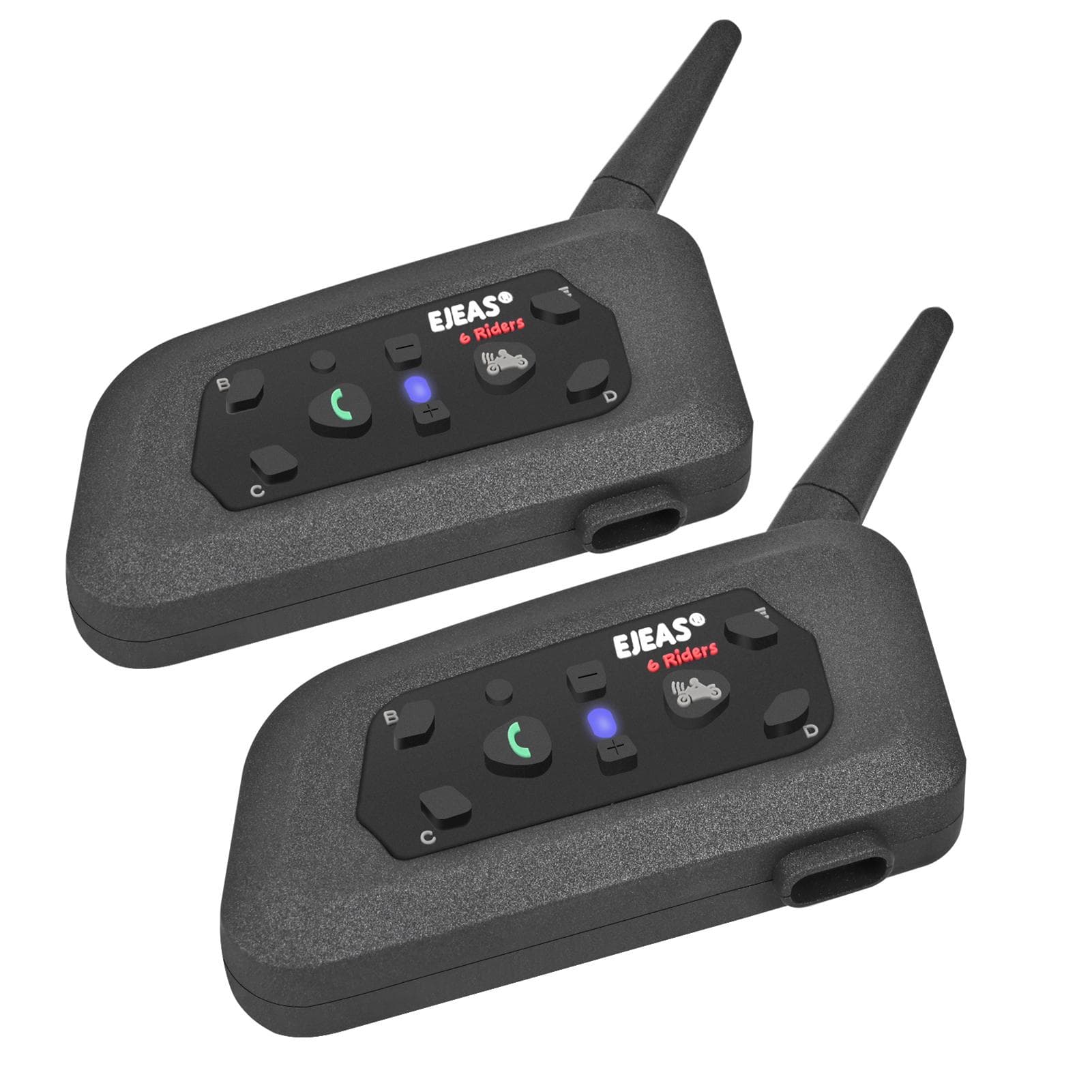 EJEAS V6 Pro Motorcycle Helmet BT Intercom Headphone Real-Time BT Intercom Full Duplex Talking ESP 2PCS black