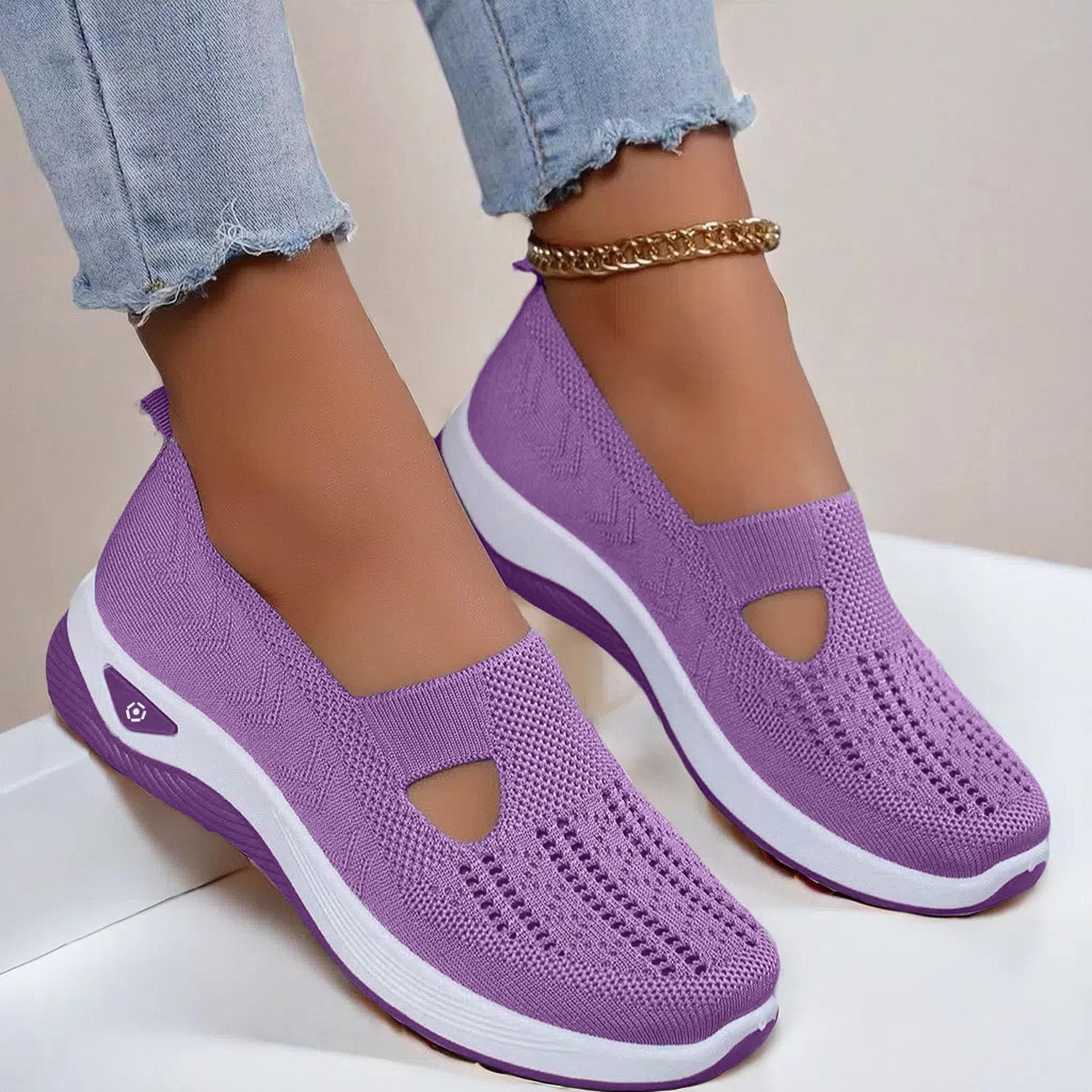 Women's Shoes Summer Breathable Shoes Non-slip Soft Sole Casual Shoes Walking Shoes 37 purple