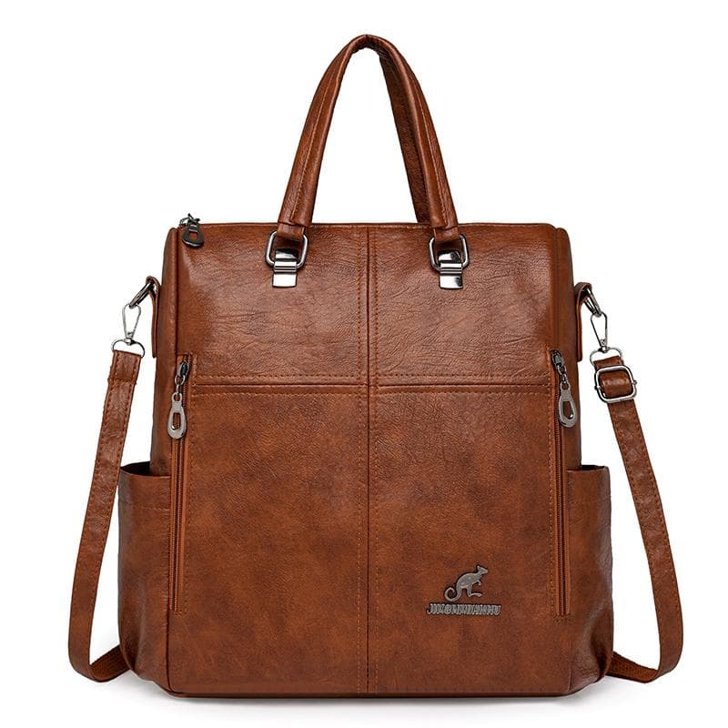 Women's Multi-function Shoulder Bag Large Capacity Backpack brown