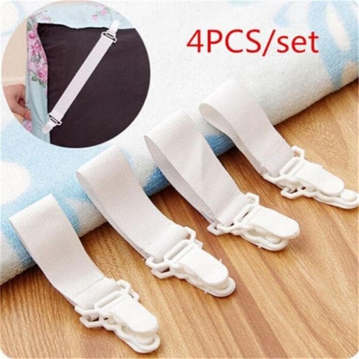 4 Pcs/Lot W hite Bed Sheet Mattress Cover Blankets Grippers Straps Suspenders Clip Holder