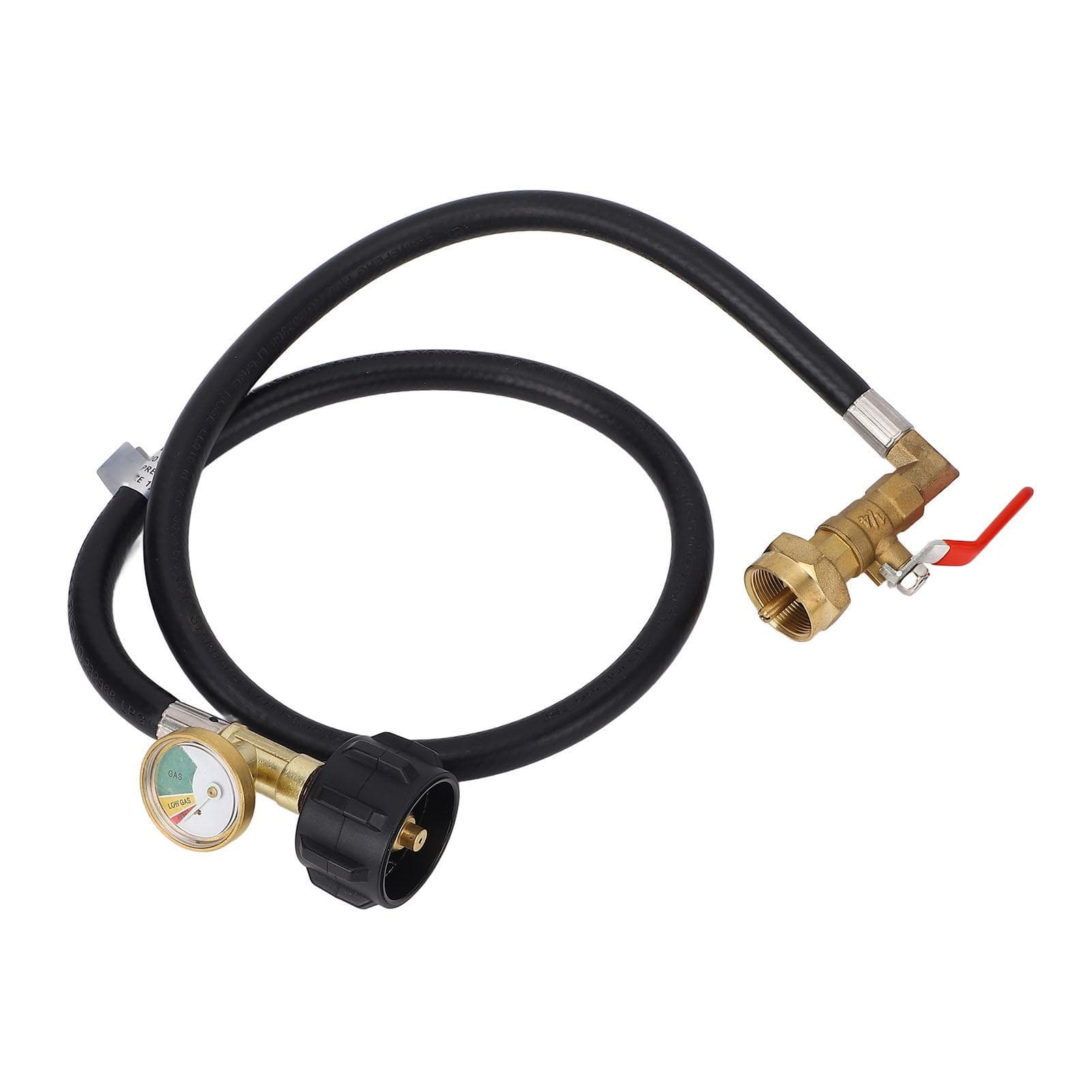 3FT Gas Refill Adapter Hose with Gauge and Valve 350PSI High Pressure QCC1 Connector 1lb to 20lb