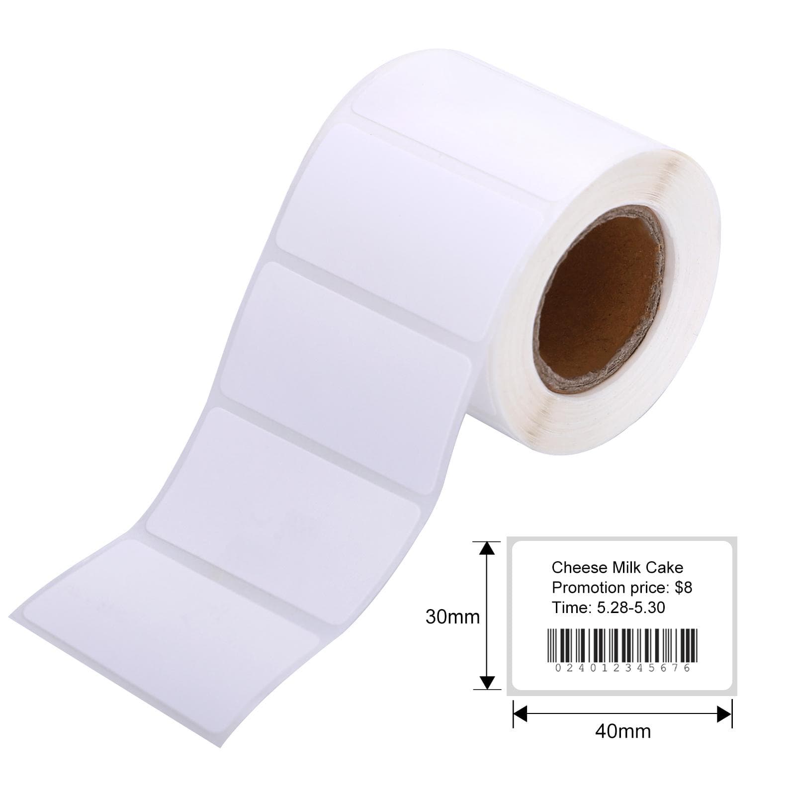 Label Printer Sticker Thermal Label Paper Self-Adhesive Printable Paper Roll Waterproof Oil-Proof 40x30mm(200 Sheets)