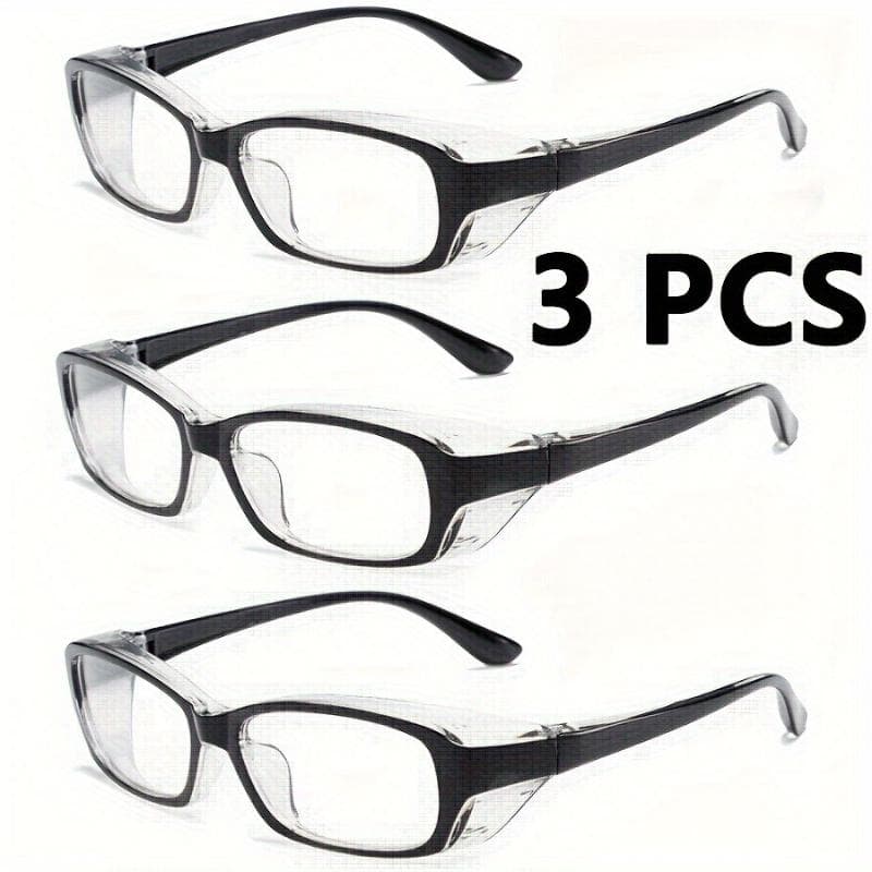 3 Piece Safety Goggles Set Fully Enclosed Narrow Design Windproof Dustproof Splash Proof