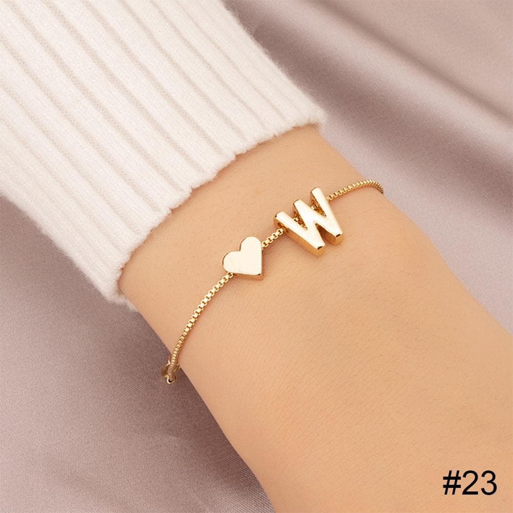 Simple Fashion Love Letter Bracelet Retro Adjustable Alloy Letter Bracelet Women Hand Jewelry W gold