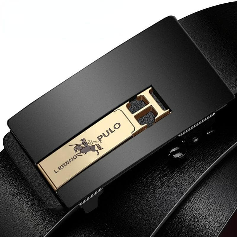 Paul Belt Men Leather Automatic Buckle Belt Pure Cowhide Young People Casual Personality Korean Version of The Trend of The Trouser Belt 105cm