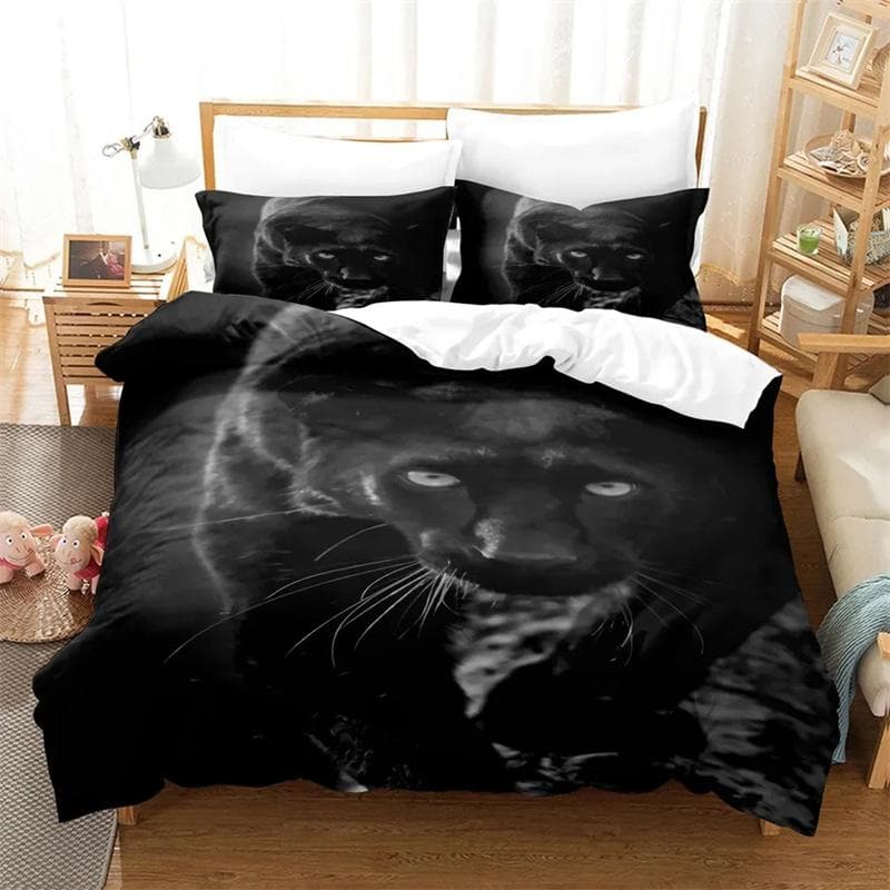 3D Printed Black Panther Bedding Set,Duvet Cover Comforter Bed Set Quilt Cover Pillowcase,King Queen Twin Size Boys Girls Adults 140x200cm