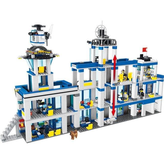 Qunlong 0200 City Police Station Headquarters Building Blocks Car Helicopter Motorcycle Bricks Toys for Kids Boys Christmas Gifts