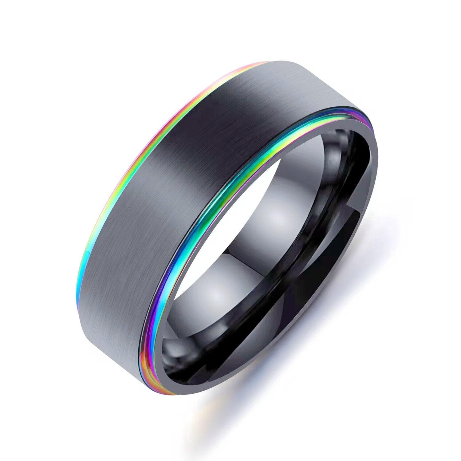 Men's Titanium Steel Ring Black Gold Double -color Drawing Couple Ring Jewelry 12 multicolour