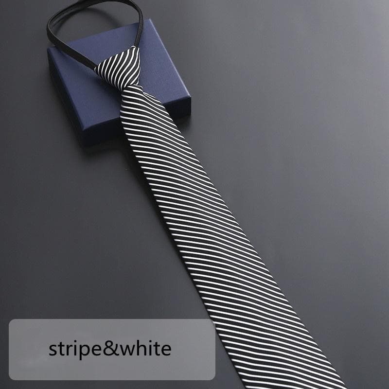 8 Colors Men's Business Tie Print Zipper Tie Groom's Wedding Stripe Tie Fashion Neckties