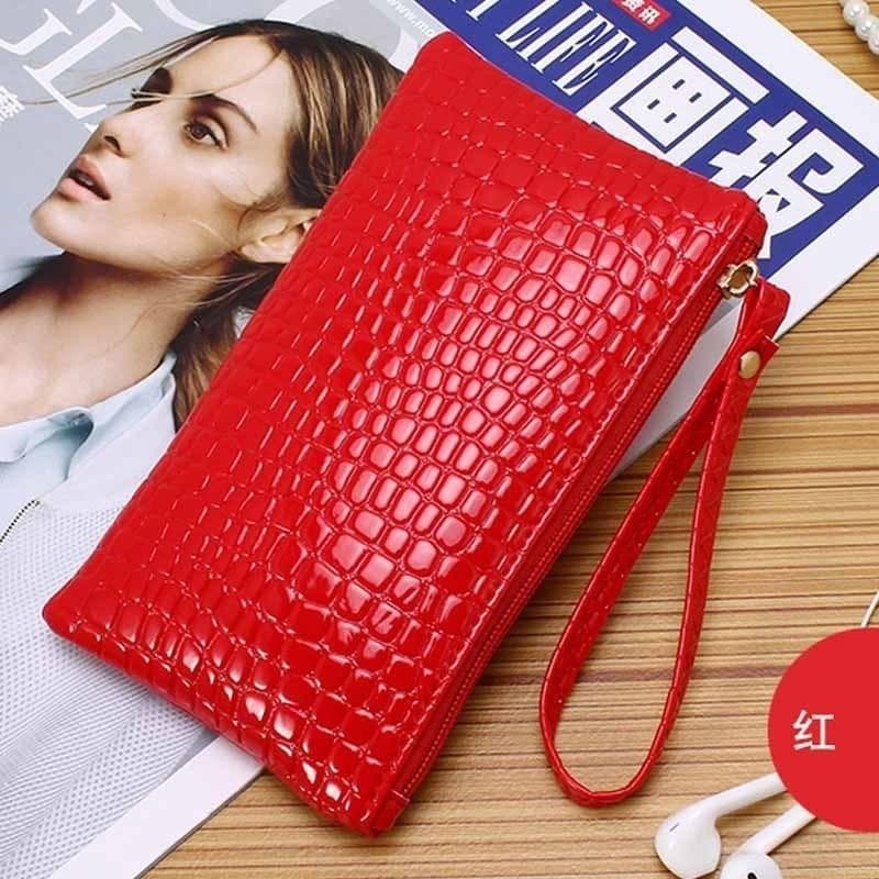 Alligator Wallet Lady   Korean handbag with active Zero Wallet red