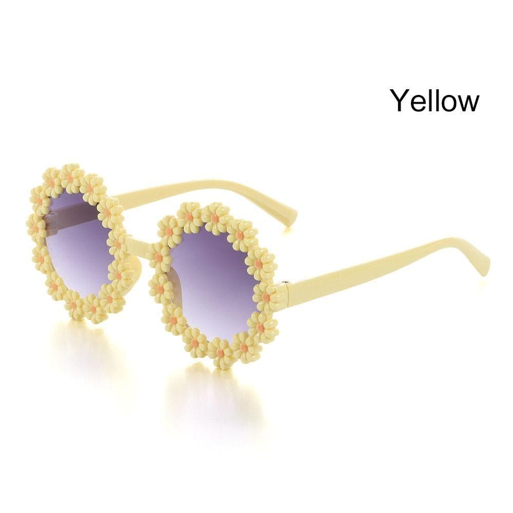 Kids Daisy Flower Sunglasses Novel Sun Protection Round Frame Shades for Party Festival