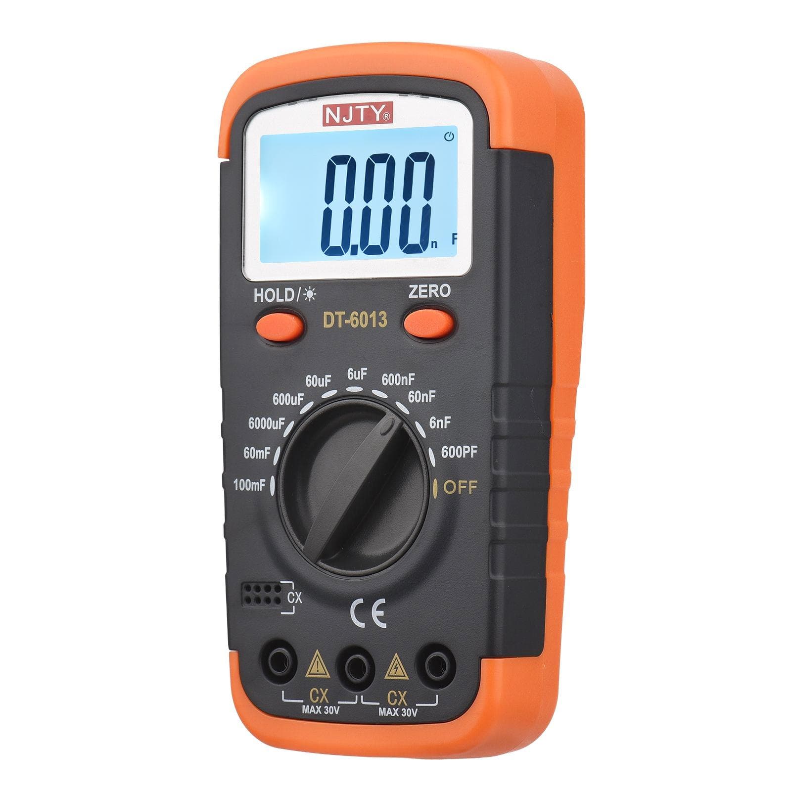 NJTY Digital Capacitance Meter with LCD Backlight Display 600pF to 100mF High Accuracy 6000 Counts