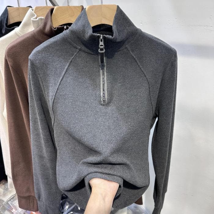 Thickened Fashionable Polished Thermal Stand-up Collar Bottoming Shirt Women's New Top 3XL gray