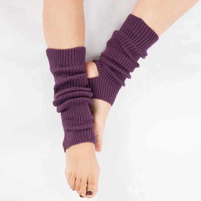 Women Leg Warmers Winter Girl Female Leg Cover For Gym Fitness Latin Dance Ballet Yoga Loose Socks Long Stocking purple