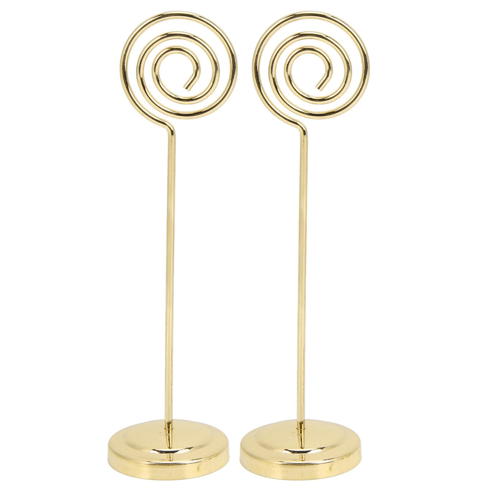 2Pcs Table Number Holder Round Metal Steady Semicircle Convex Design Electroplating Technology