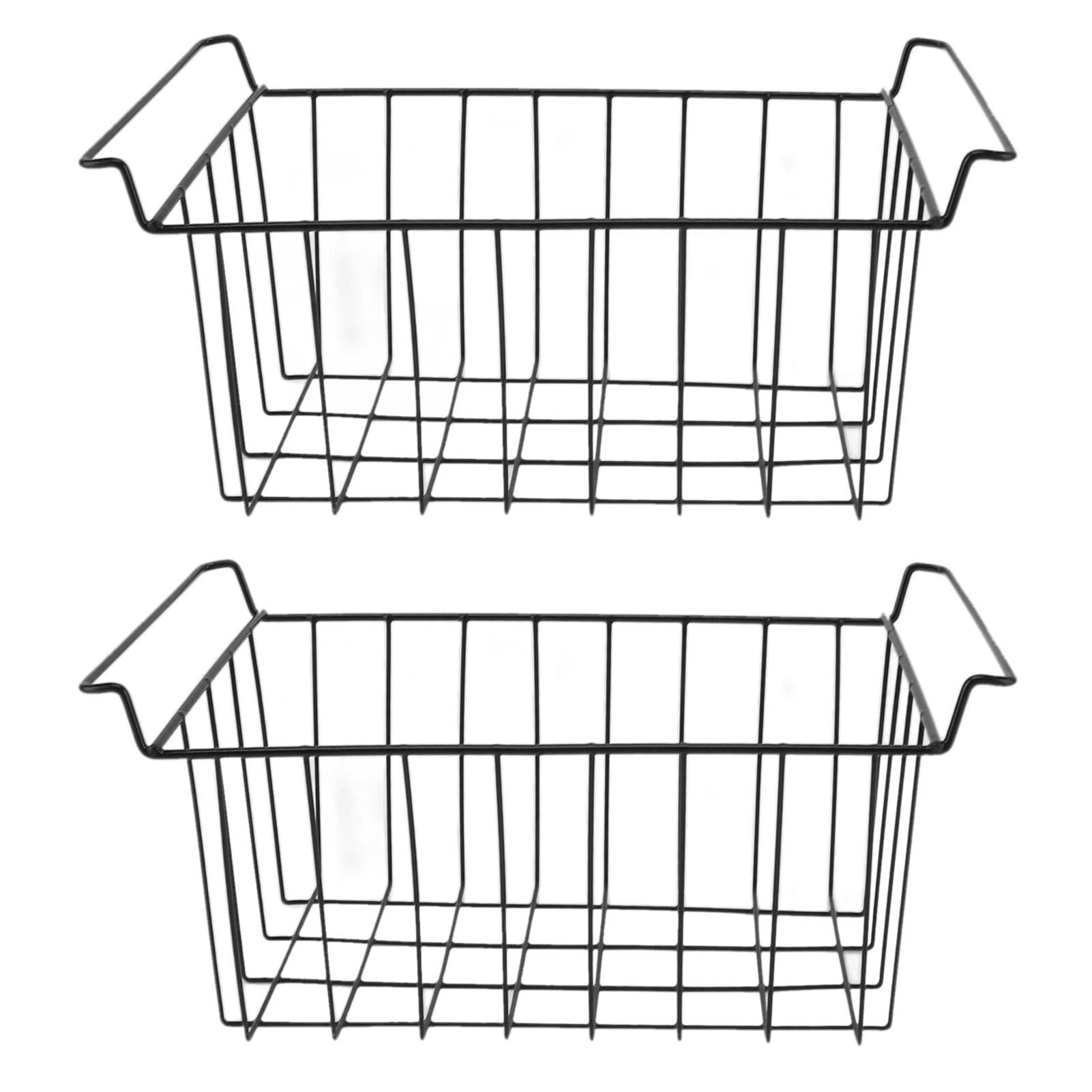 Freezer Basket Steel Wire PE Coating Space Saving Multifunctional Freezer Organizer Bin for black