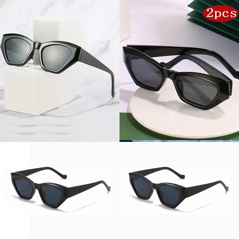 1set Vintage Cat Eye Sunglasses Women Fashion Square Sun Glasses Female Brand Designer Retro Shades UV400 Protection show as picture