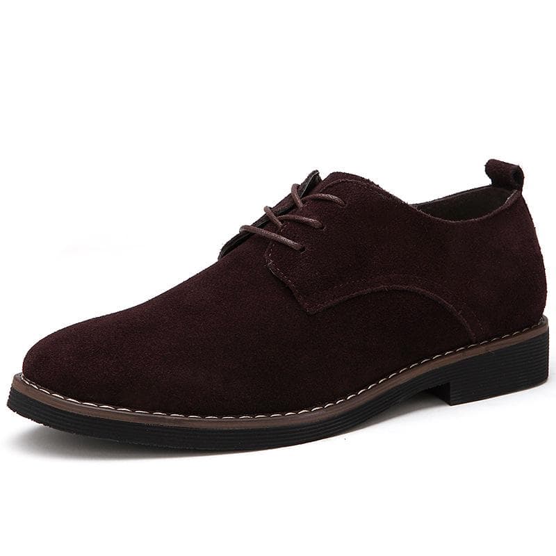 New Men Suede Leather Casual Shoes Men Lace-up Retro Business Leisure Dress Shoes Cool Man Footwear 41 brown