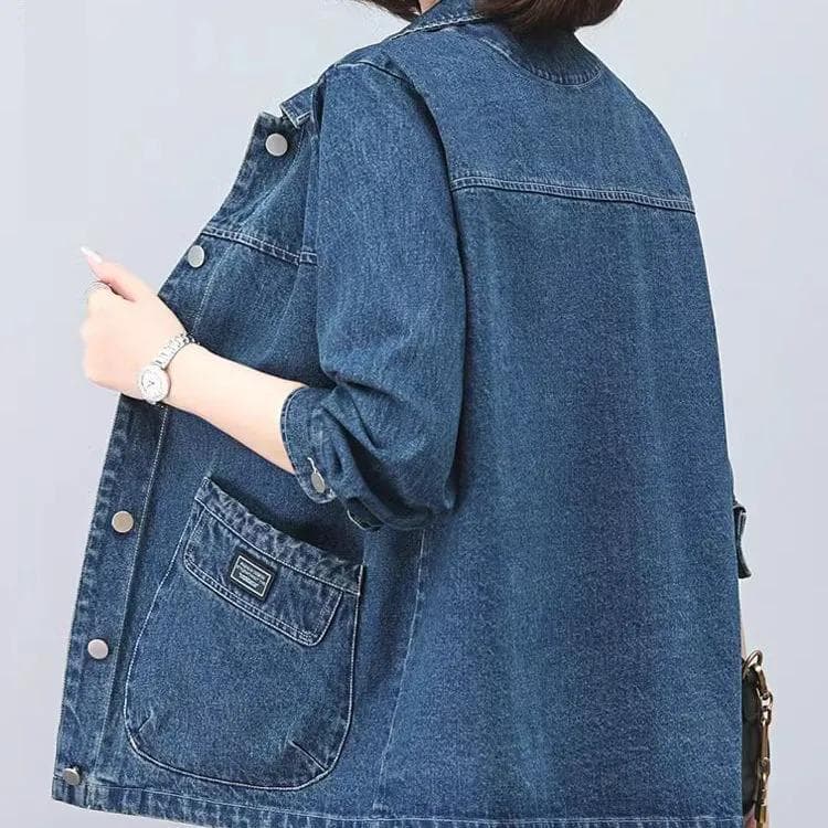 Denim Jacket Women's Spring and Autumn Casual Large Size Middle-aged Mother Short Spring and Autumn Denim Jacket XXXXL
