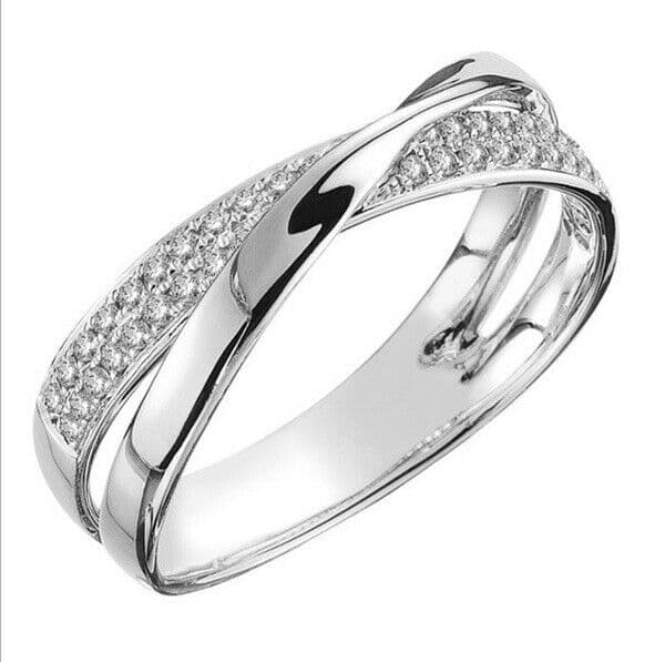 Simple Personality X-shaped Two-color Couples Ring Wedding Engagement Ring 5-11 7 white