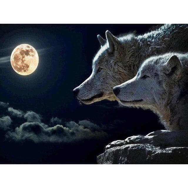 DIY 5D Diamond Painting Wolf Animal Mosaic Kit Cross Stitch Diamond Embroidery Full Drill Round 30X40CM purple