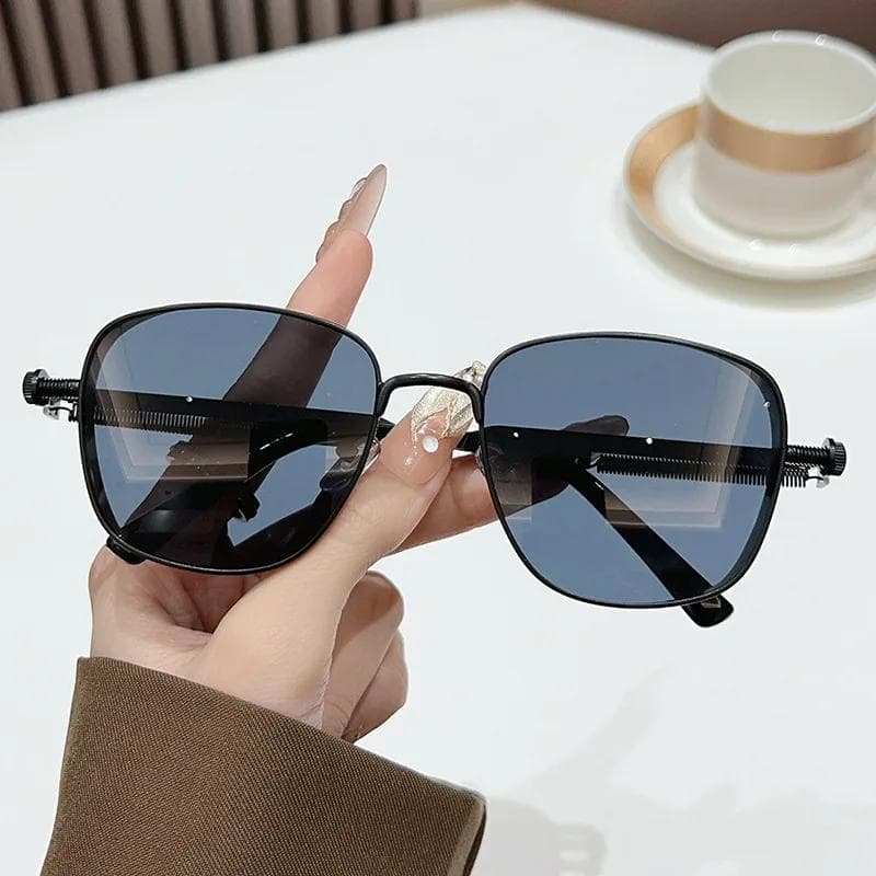 Retro Square Frame UV Protection Minus Diopter Eyeglasses Women Luxury Brand Designer Punk Metal Goggles Men 0