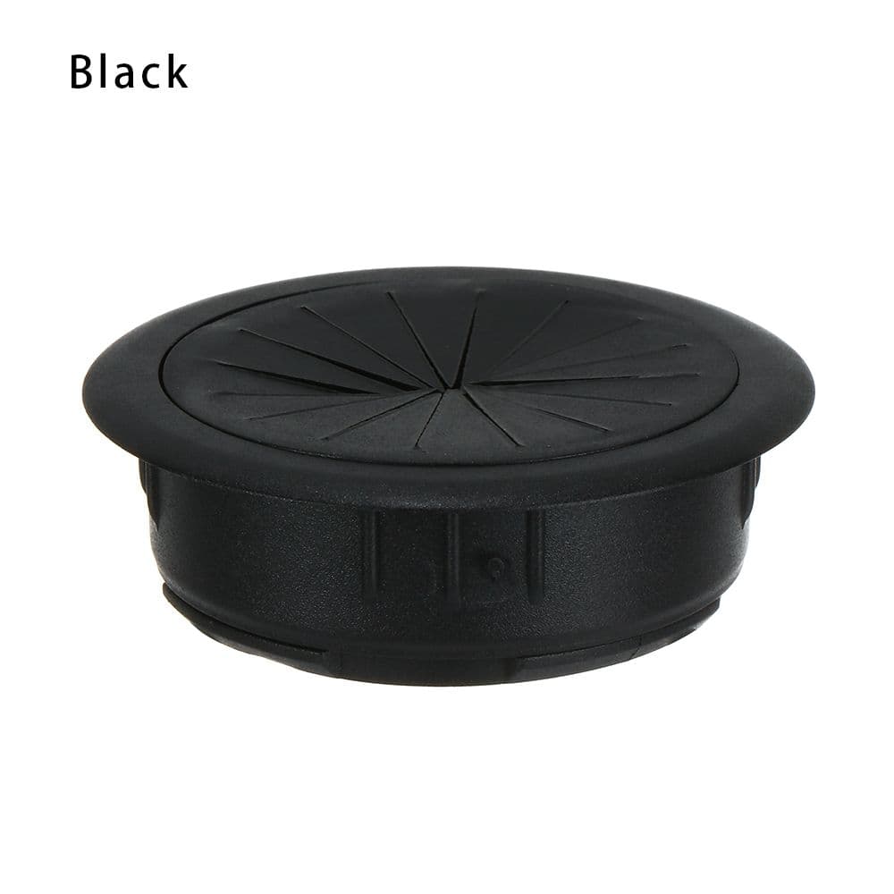 60MM Desk Cord Grommet Wire Hole Cover Line Outlet Port Threading Box Cover Cable Passing Box Office Table Cable Organizer black