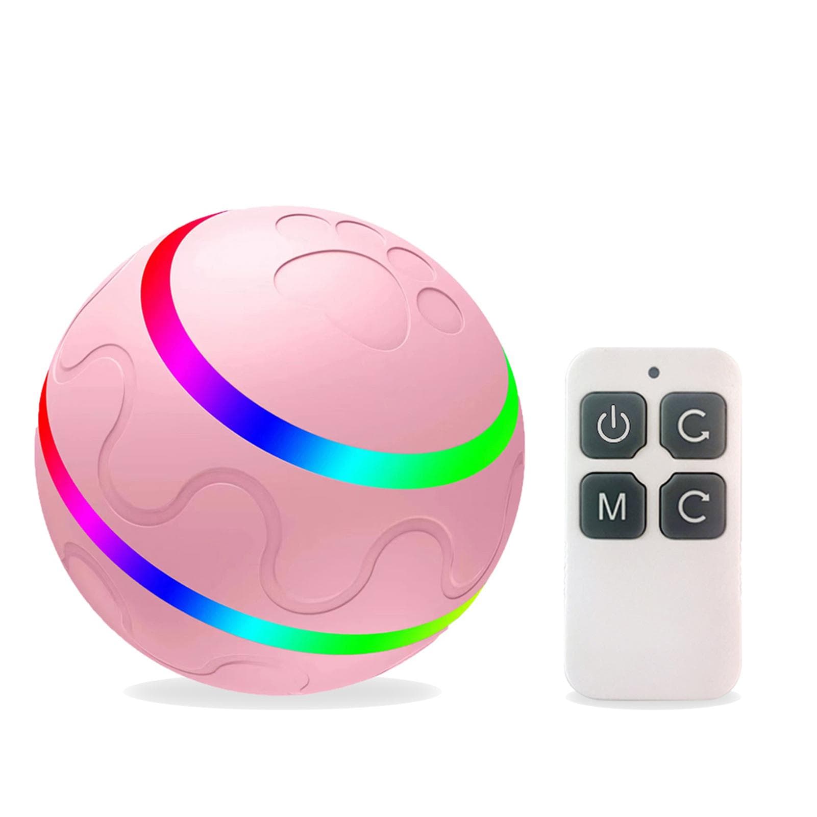 Dog Ball Toy Interactive Puppy Cat Pet Rolling Toy Remote Control Self Rotating Bouncing Ball LED P-2 pink