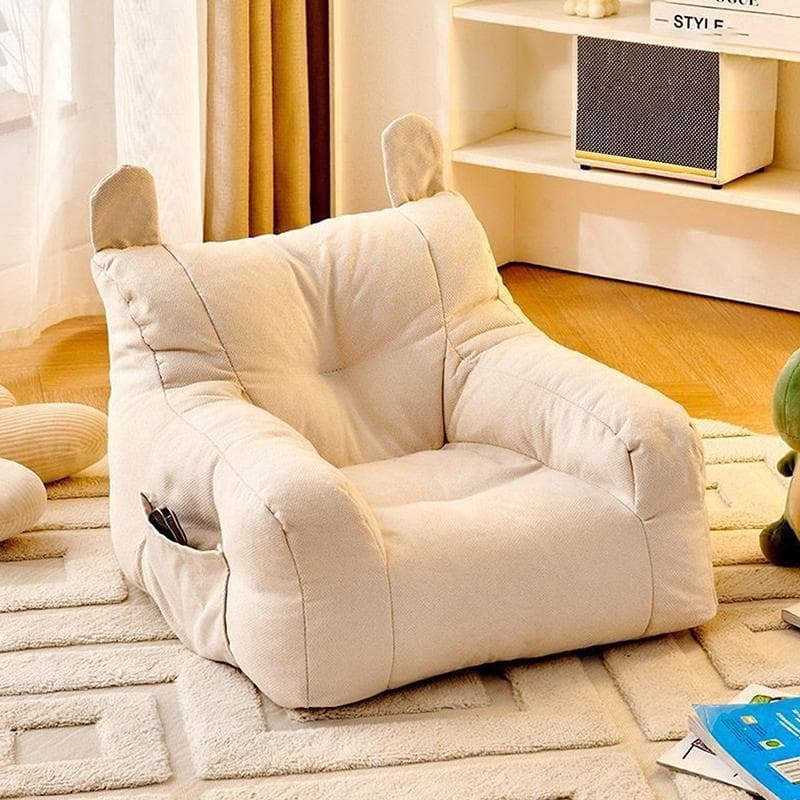 Soft Small Sofa Chair Comfortable Ergonomic Living Room Lazy Sofa With Storage Bag Children'S Bear Sofa Chair For Boys And Girls white