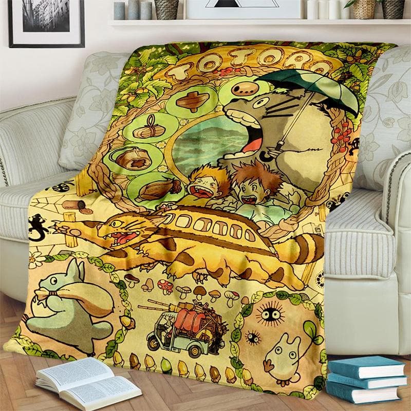My Neighbor T-Totoro Anime Cartoon Blanket,Soft Throw Blanket for Home Bedroom Bed Sofa Picnic Travel Office Cover Blanket Kids 100cm x 150cm