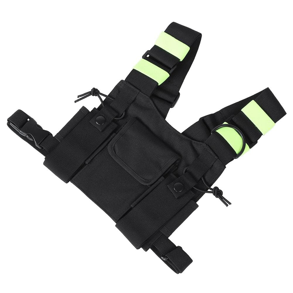 Yellow Reflective Band Chest Harness Front Pack Pouch Holster Carry Case for UV-5R829RXR