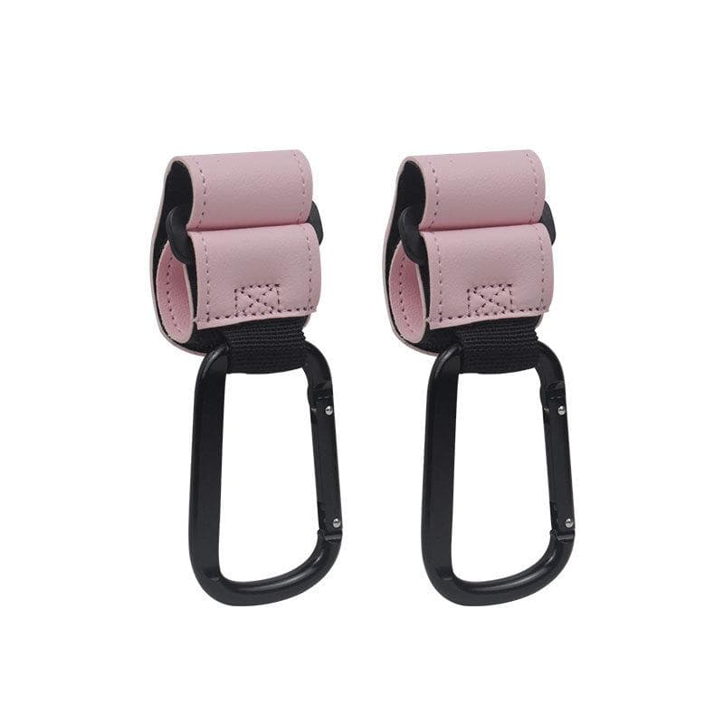 2Pcs/set PU Leather Baby Bag Stroller Hook Rotatable Cart Organizer Pram Hook Baby Stroller Accessories pink