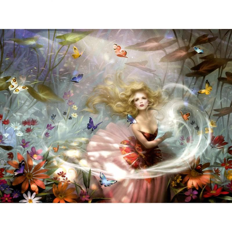 5D DIY Diamond Painting Butterfly Girl Embroidery Mosaic Cross Stitch Rhinestone Decor 20X30CM