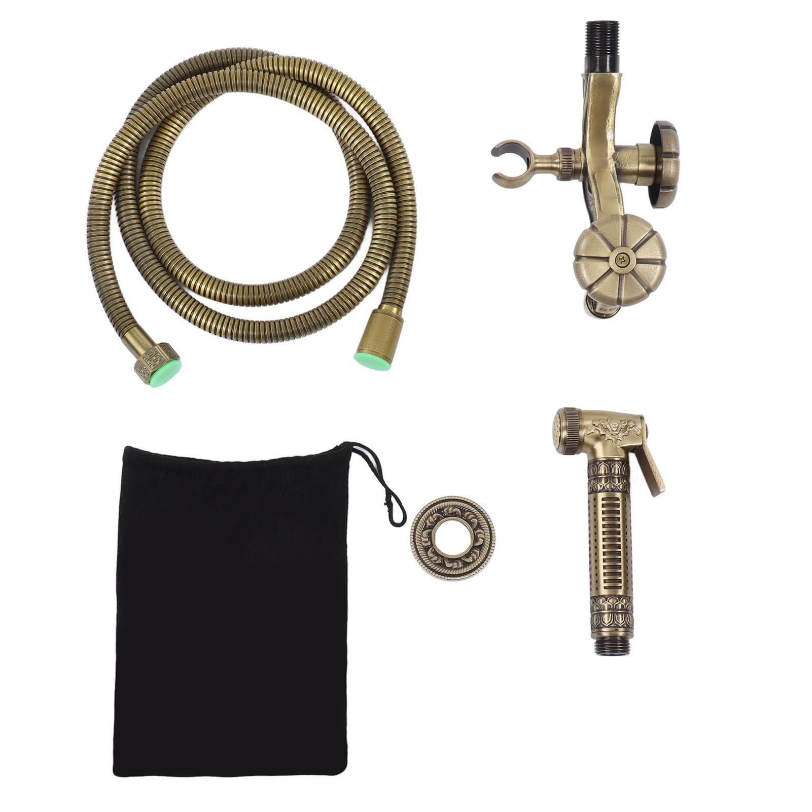 Wall Mounted Faucet Single Hole Retro Brass Tap with Sprayer for Bathroom Bidet Garden Swimming