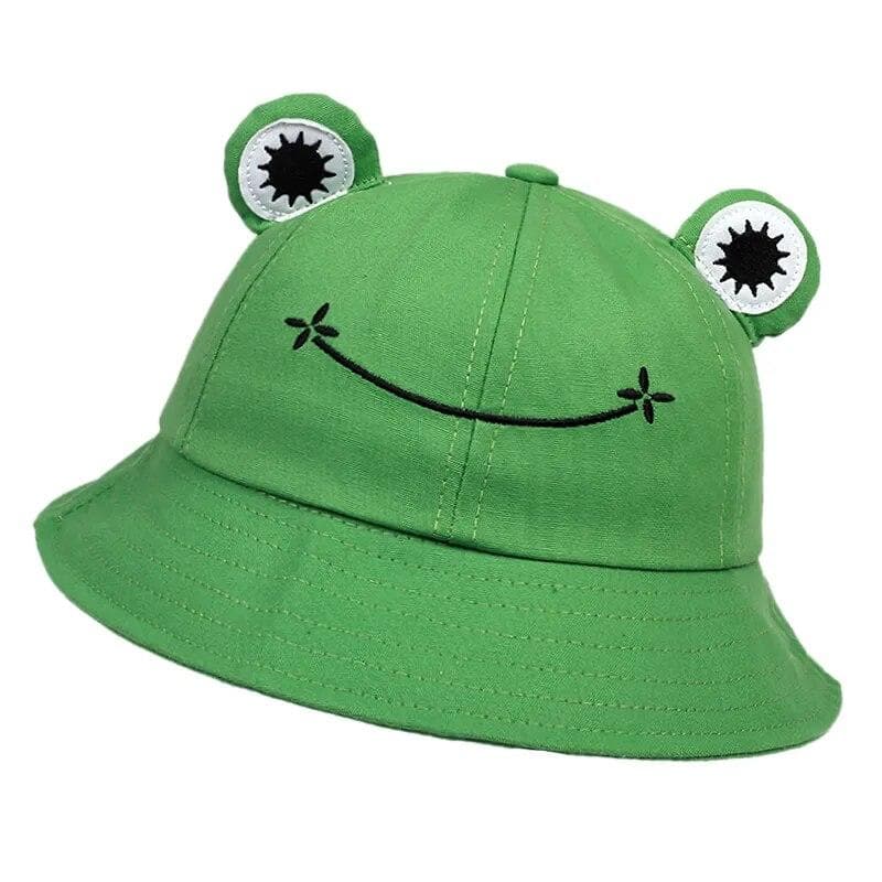 Cute Frog Bucket Hats women Bucket Hat Women Summer Outdoor Sun Fishing Cap Cotton Wild Panama Hats green
