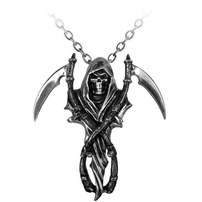 316L Stainless Steel Reaper's Scythe Skull Pendant Grim Reaper Gothic Death Pendant Necklace Jewelry Steel chain & pendant