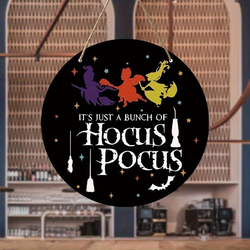 Hocus Pocus Inspired Wooden Hanging Sign (8 X8 ) - Perfect For Halloween & Farmhouse Decor multicolour