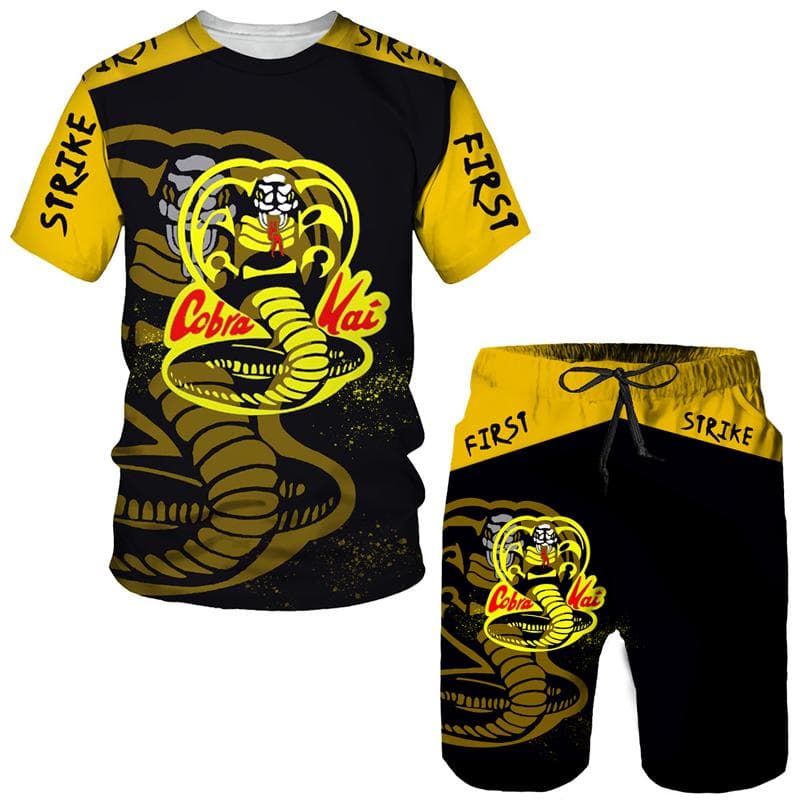 Summer Cobra Kai 3D Printed T-Shirt/Shorts/Suit Men's Cool Short Sleeve Athletic Set Casual Hip Hop Sportswear 2 Piece Tracksuit 4XL