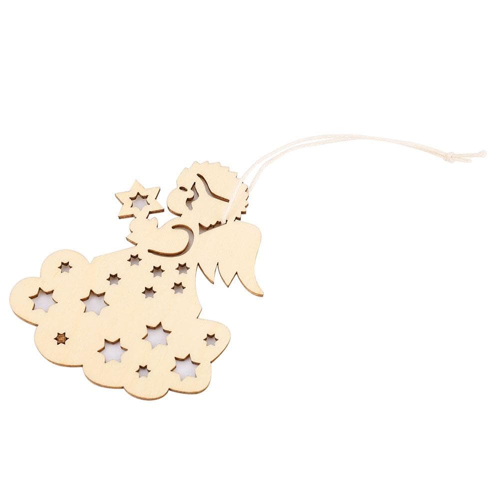 20Pcs Wooden Hanging Pendant Hollow Angel Pattern DIY Holiday Decoration Gifts(20pcs Hollow