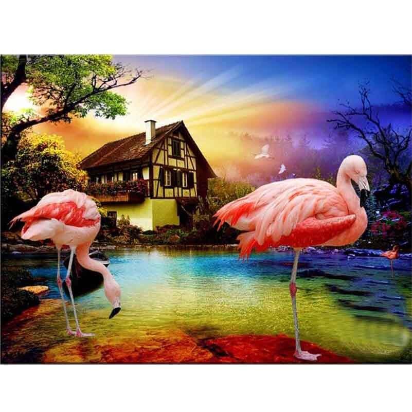 5D Diy Diamond Painting Flamingo Embroidery DiamondHome Art Handmade Cross Stitch Wall Decor 20X30CM