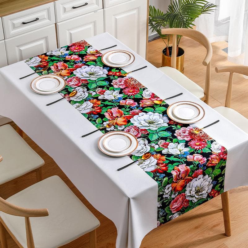 Waterproof and Oil Resistant PVC Table Cloth Ins Tea Rectangular Minimalist Floral Tablecloth 140*220cm