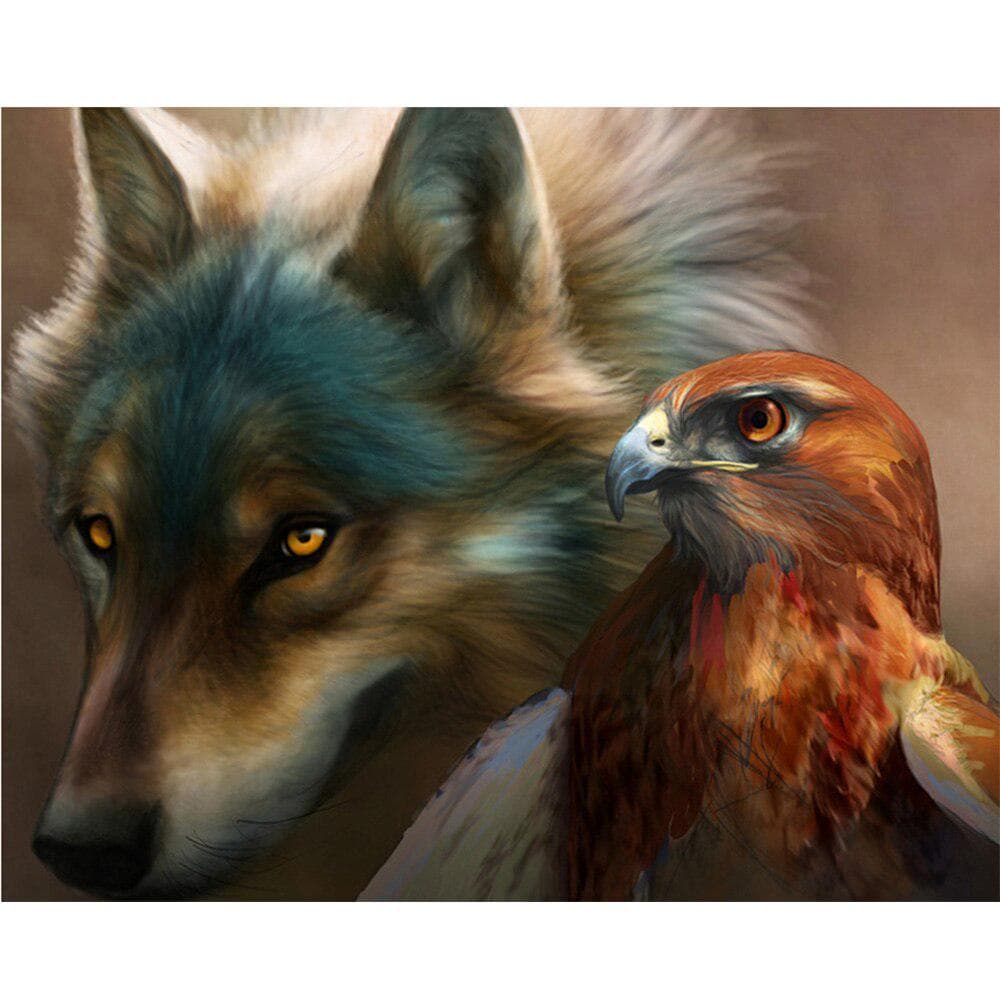 Diamond Painting Wolf Owl Animal Dimaond Embroidery Full Drill Diamond Painting 20X30CM