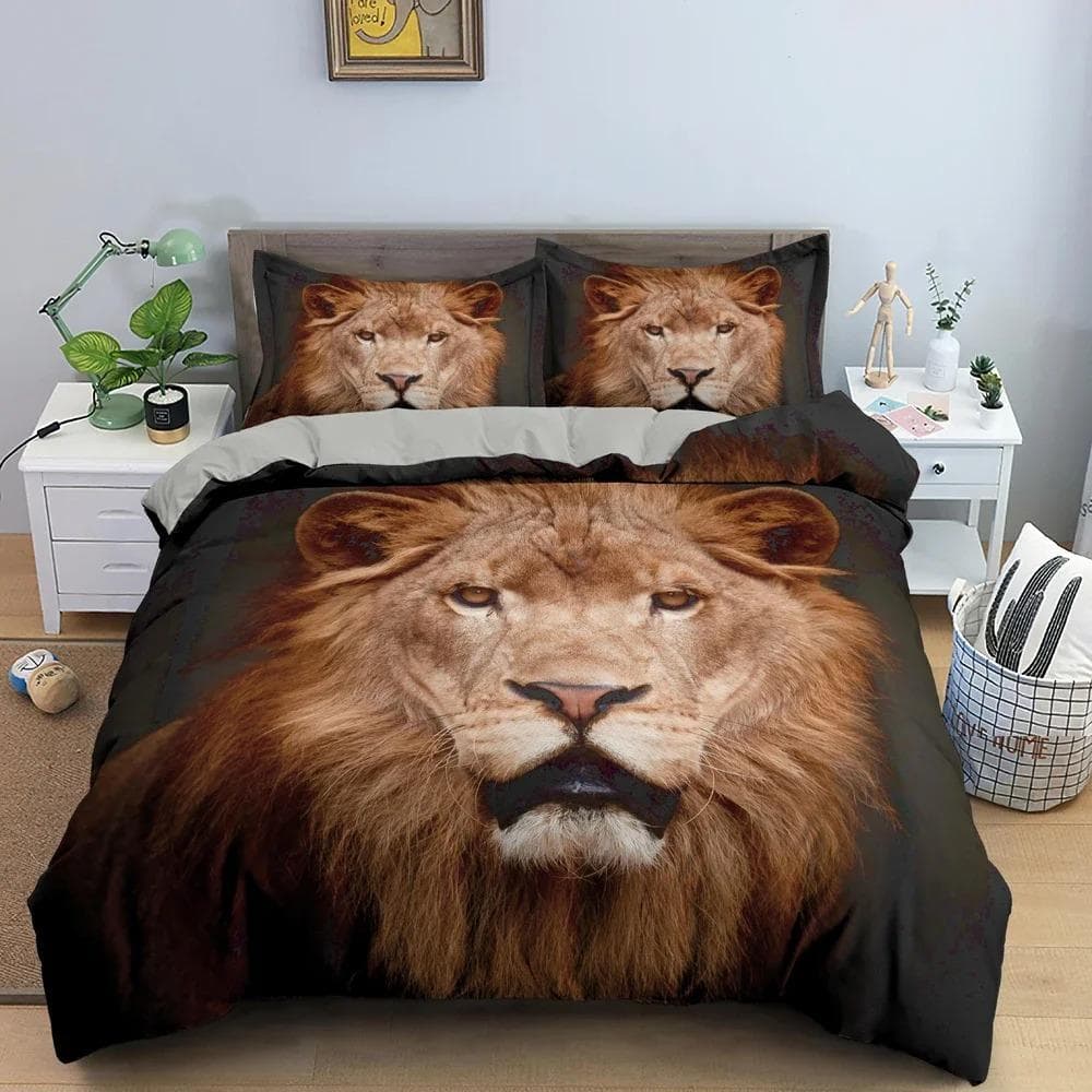 Animal Lion Pattern Duvet Cover Set 3D Printed Bedding Set Bedclothes For Bedroom Decor King Queen Twin Size Home Textile 70x133cm 2pcs